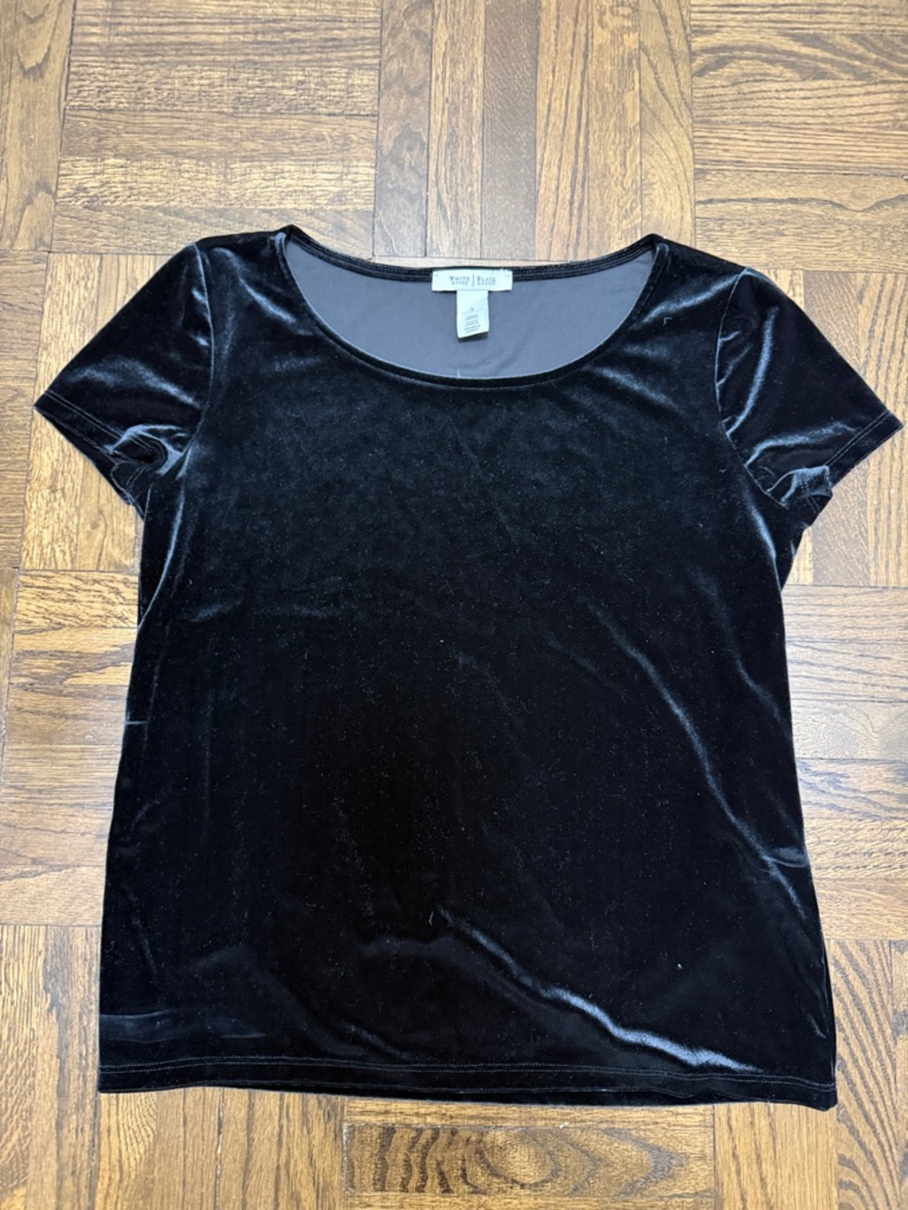 White House Black Market Black Velvet Scoop-Neck Tee